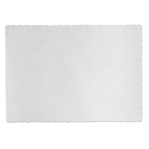 Manteles individuales con borde festoneado grabado en relieve, 9,5 x 13,5, blanco, 1000/caja