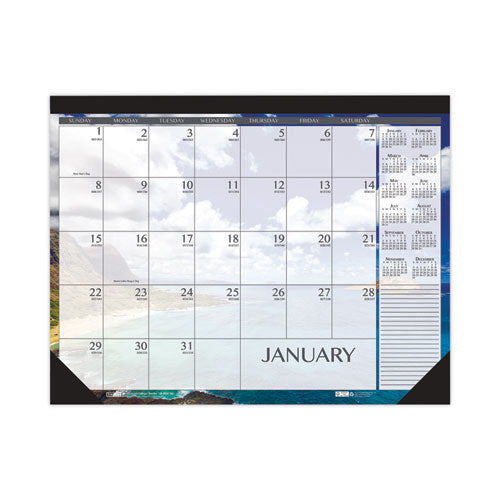 Recycled Earthscapes Desk Pad Calendar, Seascapes Photography, 18.5 X 13, Black Binding/corners,12-month (jan To Dec): 2024