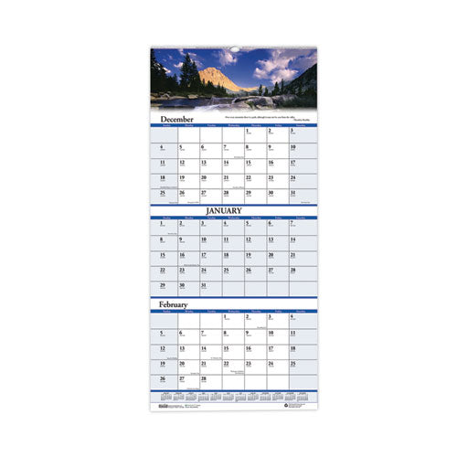 Earthscapes Recycled 3-month Vertical Wall Calendar, Scenic Photography, 8 X 17, White Sheets, 14-month (dec-jan): 2023-2025