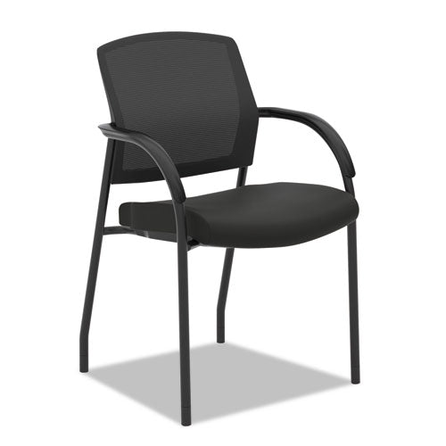 Silla lateral para invitados de la serie Lota, 23" x 24.75" x 34.5", asiento negro, respaldo negro, base negra