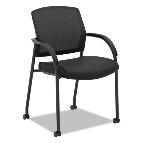Silla lateral para invitados de la serie Lota, 23" x 24.75" x 34.5", asiento negro, respaldo negro, base negra