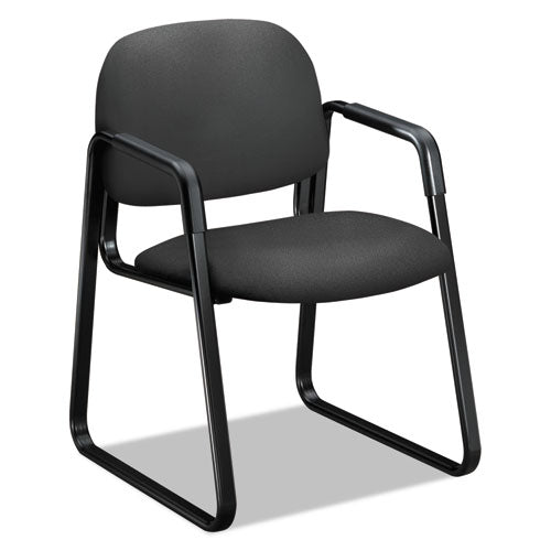 Solutions Seating 4000 Series Silla de invitados con base de trineo, tapicería de tela, 23.5" x 26" x 33", asiento/respaldo de mineral de hierro, base negra