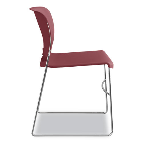 Silla Olson Stacker de alta densidad, soporta 300 lb, altura del asiento de 17.75", asiento de morera, respaldo de morera, base cromada, 4/caja
