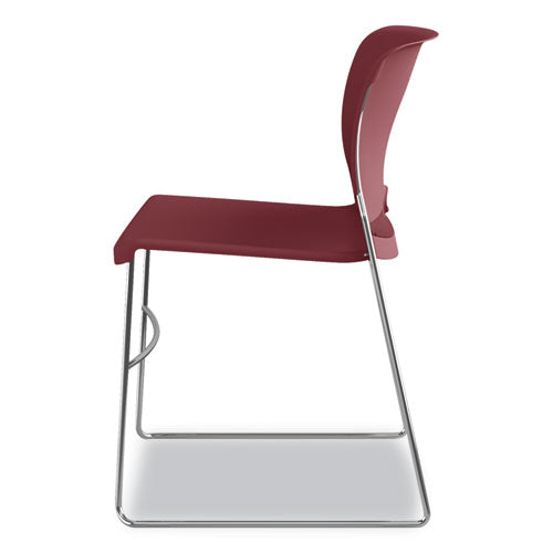 Silla Olson Stacker de alta densidad, soporta 300 lb, altura del asiento de 17.75", asiento de morera, respaldo de morera, base cromada, 4/caja