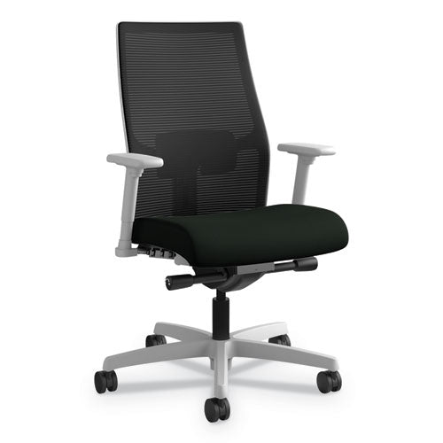 Ignition 2.0 4-way Stretch Mid-back Mesh Task Chair, Supports 300lb, 17" To 21" Seat Height, Black Seat, Fog Back, Black Base
