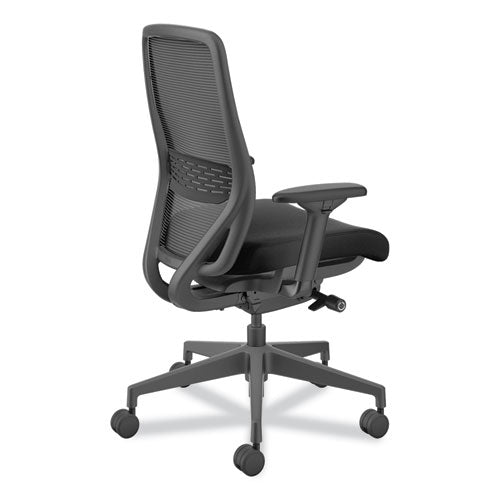 Silla de trabajo recargable de la serie Nucleus, soporta hasta 300 lb, altura del asiento de 16.63 a 21.13, asiento/respaldo negro, base negra