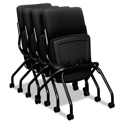 Silla plegable serie Perpetual, soporta hasta 300 lb, altura del asiento de 19.13", asiento Morel, respaldo Morel, base negra