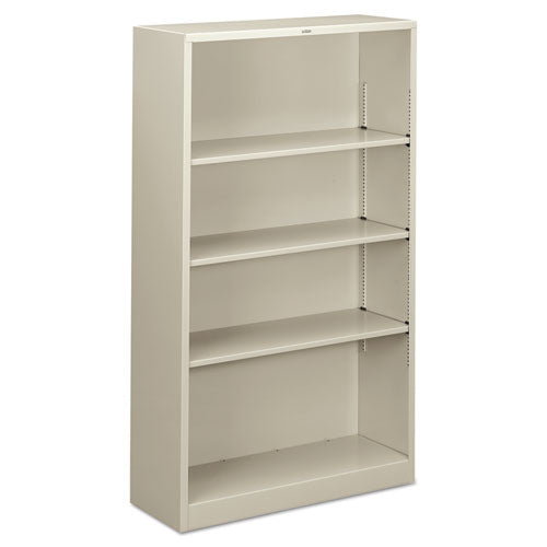 Librería de metal, cuatro estantes, 34,5 de ancho x 12,63 de profundidad x 59 de alto, gris claro