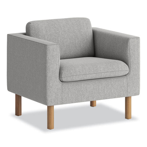 Parkwyn Series Club Chair, 33" X 26.75" X 29", asiento gris, respaldo gris, base de roble