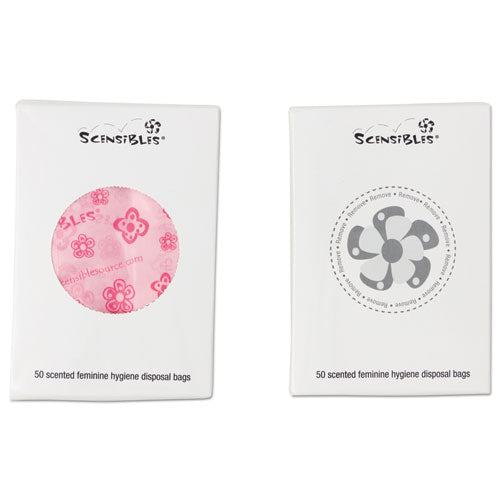 Scensibles Personal Disposal Bags, 3.38" X 9.75", Pink, 50 Bags/box, 24 Boxes/carton