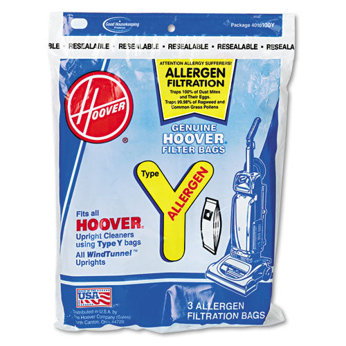 Disposable Allergen Filtration Bags For Commercial Windtunnel Vacuum, 3/pack