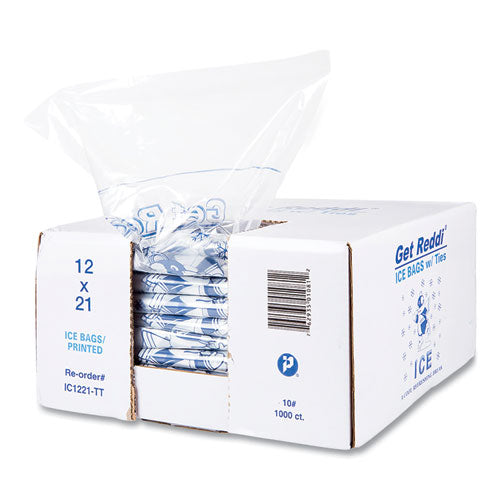 Bolsas de hielo, 1,5 mil, 12" x 21", transparentes, 1000/caja