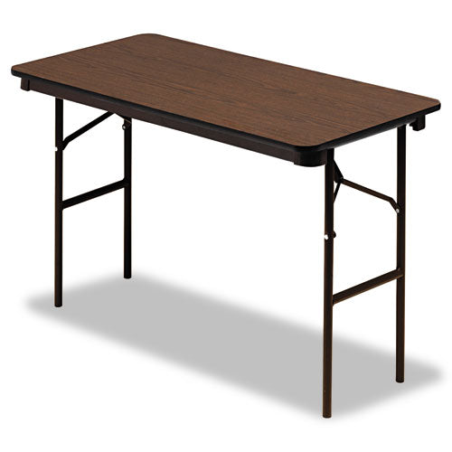 Officeworks Classic Wood-laminate Folding Table, Curved Legs, Rectangular, 72w X 30d X 29h, Walnut