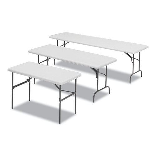 Indestructables Too 600 Series Folding Table, Rectangular Top, 600 Lb Capacity, 96w X 30d X 29h, Platinum
