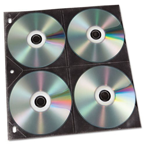 Páginas de recambio de CD de dos caras para carpeta de tres anillas, capacidad para 8 discos, transparente/negro, 50/paquete