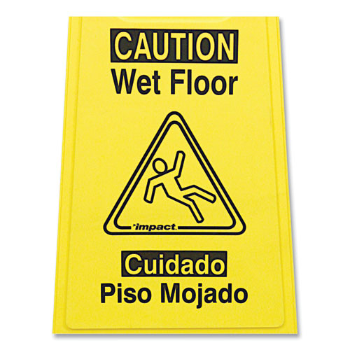 Bilingual Yellow Wet Floor Sign, 12.05 X 1.55 X 24.3