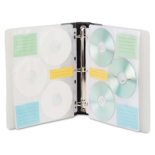 Carpeta recargable de tres anillas para CD/DVD, capacidad para 90 discos, azul medianoche/transparente