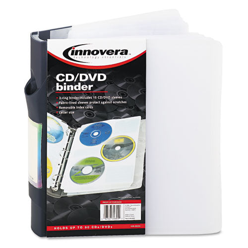 Carpeta recargable de tres anillas para CD/DVD, capacidad para 90 discos, azul medianoche/transparente