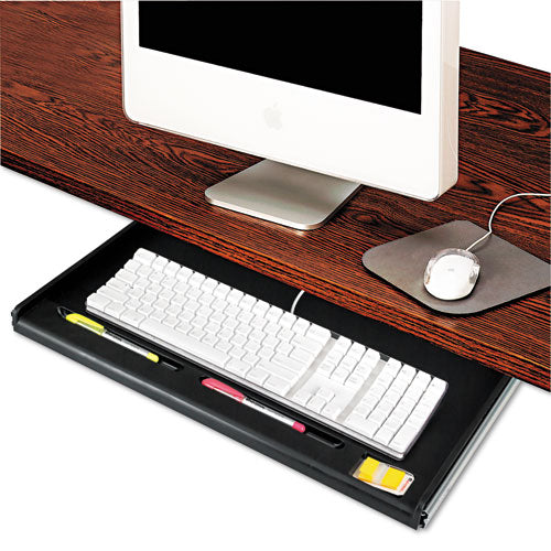 Cajón estándar para teclado debajo del escritorio, 21.38" de ancho x 12.88" de profundidad, negro