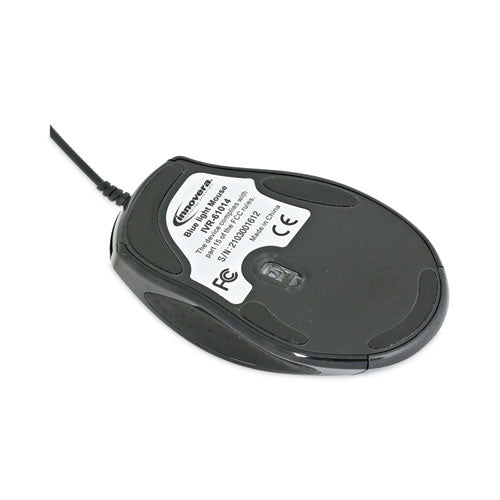 Ratón óptico con cable de tamaño completo, USB 2.0, uso con la mano derecha, negro