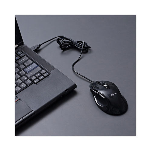 Ratón óptico con cable de tamaño completo, USB 2.0, uso con la mano derecha, negro