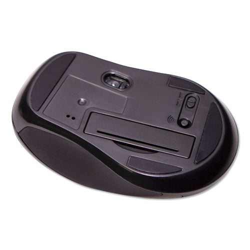 Ratón óptico inalámbrico de tamaño medio con micro USB, frecuencia de 2,4 GHz/alcance inalámbrico de 26 pies, uso con la mano derecha, negro