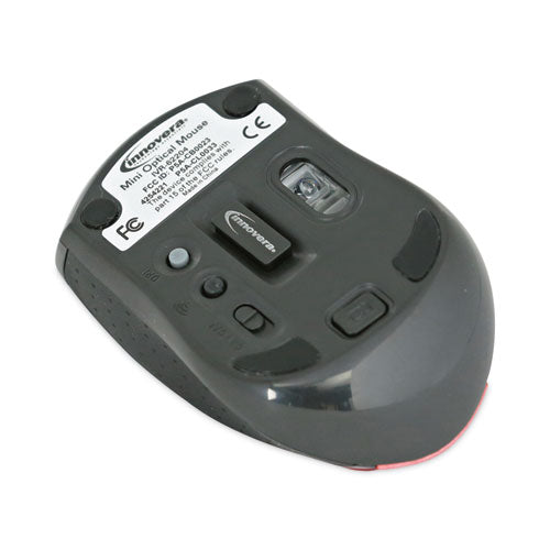 Ratón óptico inalámbrico mini, frecuencia de 2,4 GHz/alcance inalámbrico de 30 pies, uso con la mano izquierda/derecha, rojo/negro