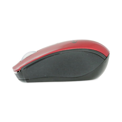 Ratón óptico inalámbrico mini, frecuencia de 2,4 GHz/alcance inalámbrico de 30 pies, uso con la mano izquierda/derecha, rojo/negro