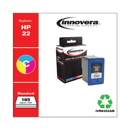Remanufactured Tri-color Ink, Replacement For 22 (c9352an), 165 Page-yield