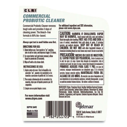 Commercial Probiotic Cleaner, Lemon Scent, 32 Oz Spray Bottle, 6/carton