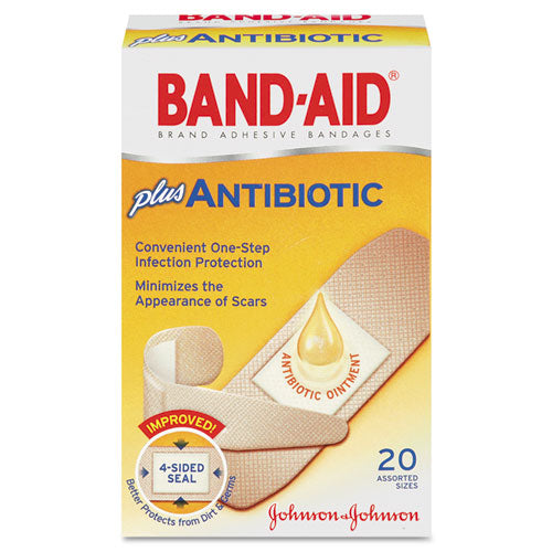 Antibiotic Adhesive Bandages, Assorted Sizes, 20/box