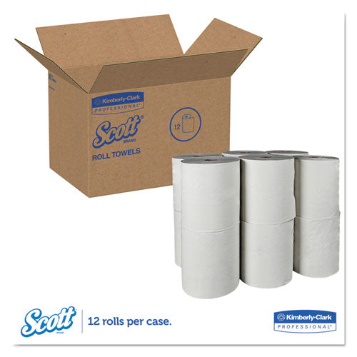 Toalla dura en rollo Essential 100 % fibra reciclada, 1 capa, 8" x 800 pies, núcleo de 1.5", blanca, 12 rollos/caja