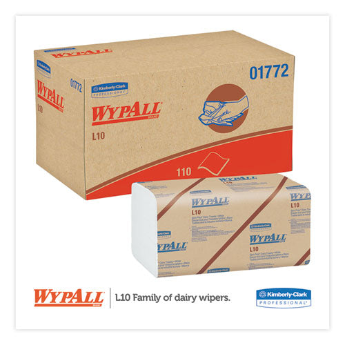 L10 Toallas lácteas Sani-prep, caja desplegable, 1 capa, 10,25 x 10,5, blancas, 110/paquete, 18 paquetes/caja