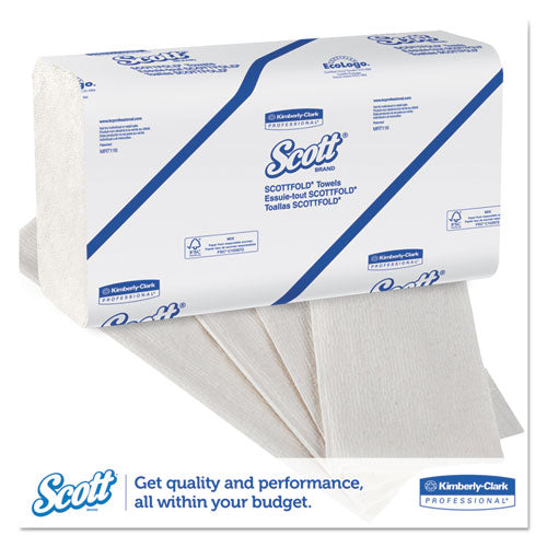 Toallas Pro Scottfold, 1 capa, 9,4 x 12,4, blancas, 175 toallas/paquete, 25 paquetes/cartón