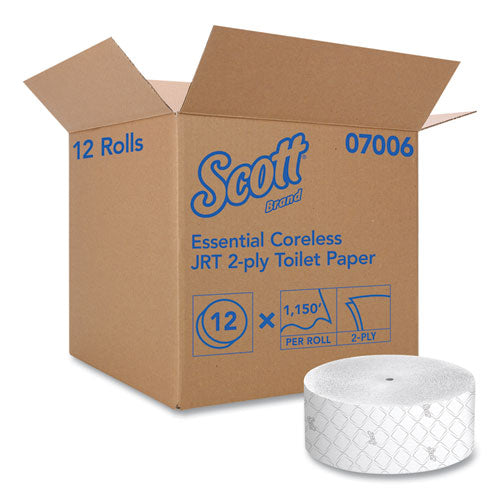 Essential Coreless Jrt, caja fuerte séptica, 2 capas, blanco, 3.75" x 1150 pies, 12 rollos/cartón