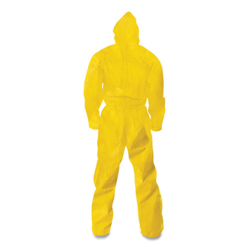 Overoles de protección contra salpicaduras químicas A70, con capucha, solapa contra tormentas, grande, amarillo, 12 por caja