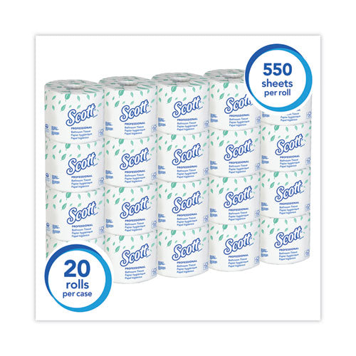Rollo de papel higiénico estándar esencial para empresas, caja fuerte séptica, caja de cartón, 2 capas, blanco, 550/rollo, 20 rollos/caja