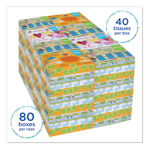 White Facial Tissue Junior Pack, 2-ply, 40 Sheets/box, 80 Boxes/carton