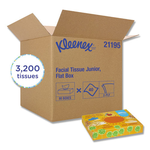 White Facial Tissue Junior Pack, 2-ply, 40 Sheets/box, 80 Boxes/carton