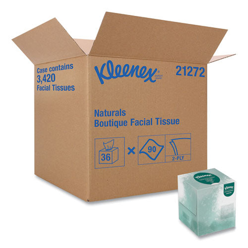 Naturals Facial Tissue For Business, Boutique Pop-up Box, 2 capas, blanco, 90 hojas/caja, 36 cajas/cartón