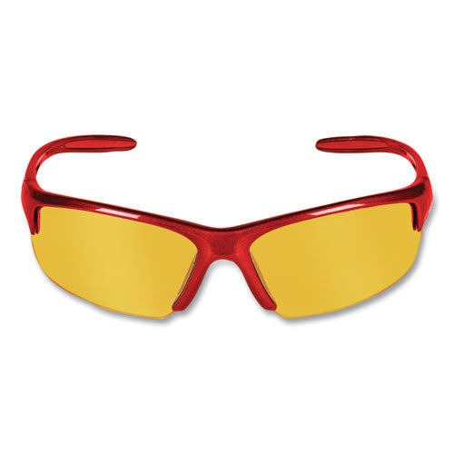 Gafas de seguridad Equalizer, marcos rojos, lentes ámbar/amarillo, 12/caja