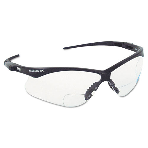 V60 Nemesis Rx Reader Safety Glasses, Black Frame, Clear Lens, +1.5 Diopter Strength