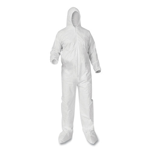 A35 Liquid And Particle Protection Coveralls, Zipper Front, Hood/boots, Elastic Wrists/ankles, White, 3x-large, 25/carton