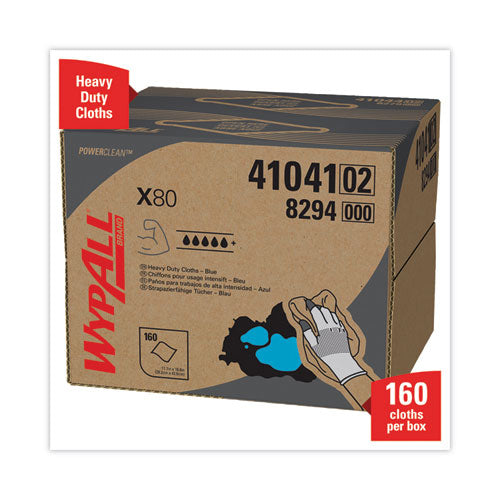 Power Clean X80 Paños de alta resistencia, 11,1 x 16,8, azul, 160 toallitas/caja