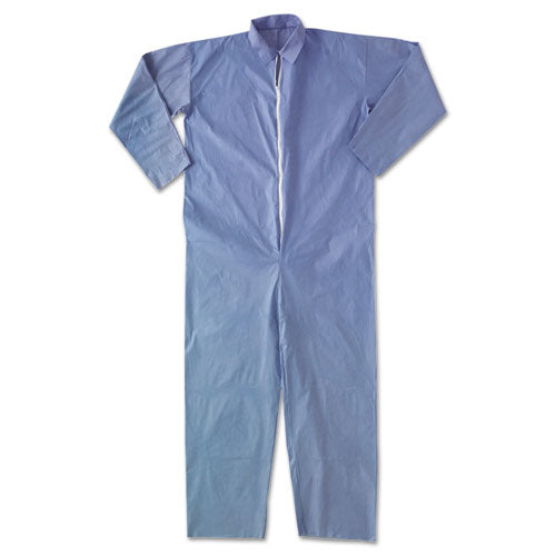 A65 Zipper Front Flame-resistant Hooded Coveralls, Elastic Wrist And Ankles, X-large, Blue, 25/carton