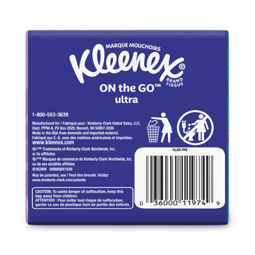 On The Go Packs Facial Tissues, 3-ply, White, 10 Sheets/pouch, 8 Pouches/pack