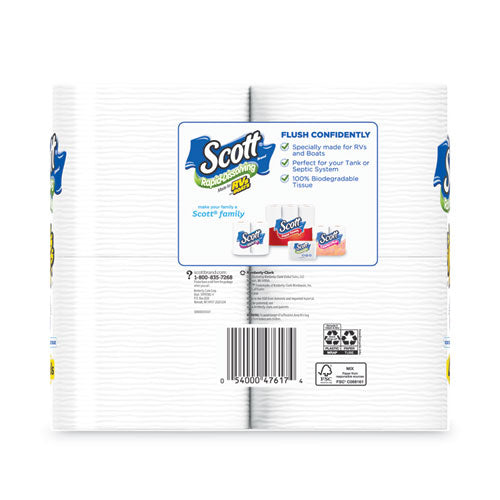 Papel higiénico de disolución rápida, papel higiénico, seguro séptico, 1 capa, blanco, 231 hojas/rollo, 4/rollos/paquete, 12 paquetes/cartón