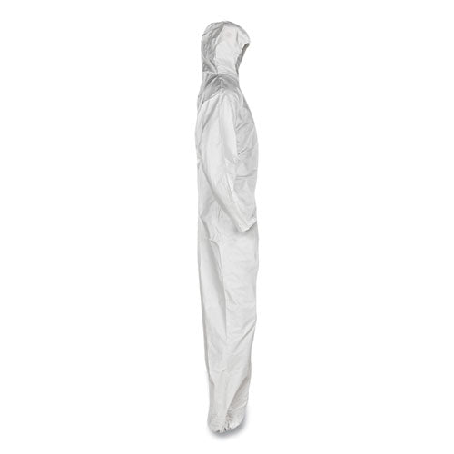 A20 Overoles transpirables de protección contra partículas, espalda elástica, capucha, mediano, blanco, 24/caja