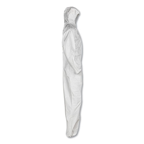 A20 Overoles elásticos con capucha en la espalda, puños y tobillos, cremallera, extra grande, blanco, 24/caja