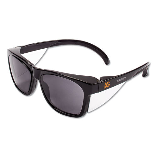 Gafas de seguridad Maverick, negras, marco de policarbonato, lentes ahumados, 12/caja